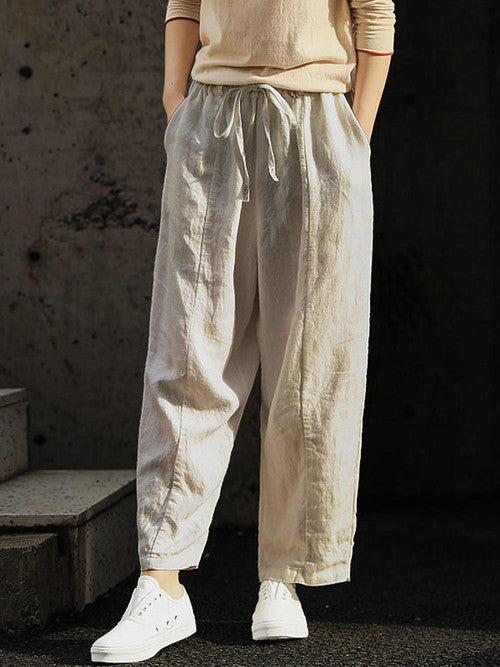 Pantalon CASUAL Uni en Lin